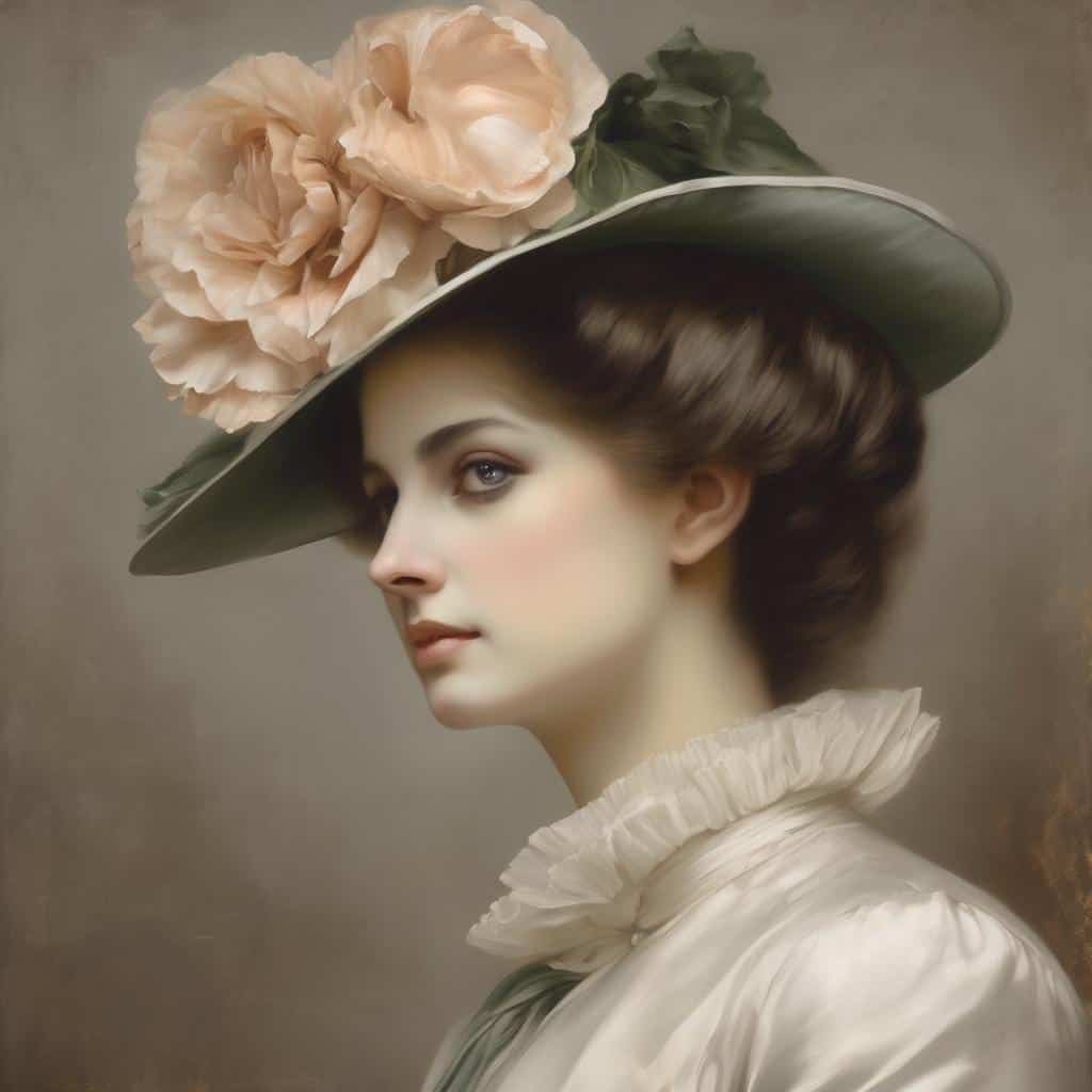 Ανθισμένο καπέλο με μεγάλα ροζ τριαντάφυλλα και γυναικεία εμφάνιση μόδας, προσεγμένη και κομψή, δημιουργικό έργο τέχνης στον κόσμο, ιδανικό για φωτογραφίες και εντυπωσιακές εκδηλώσεις, υψηλή αισθητική και τέχνη.